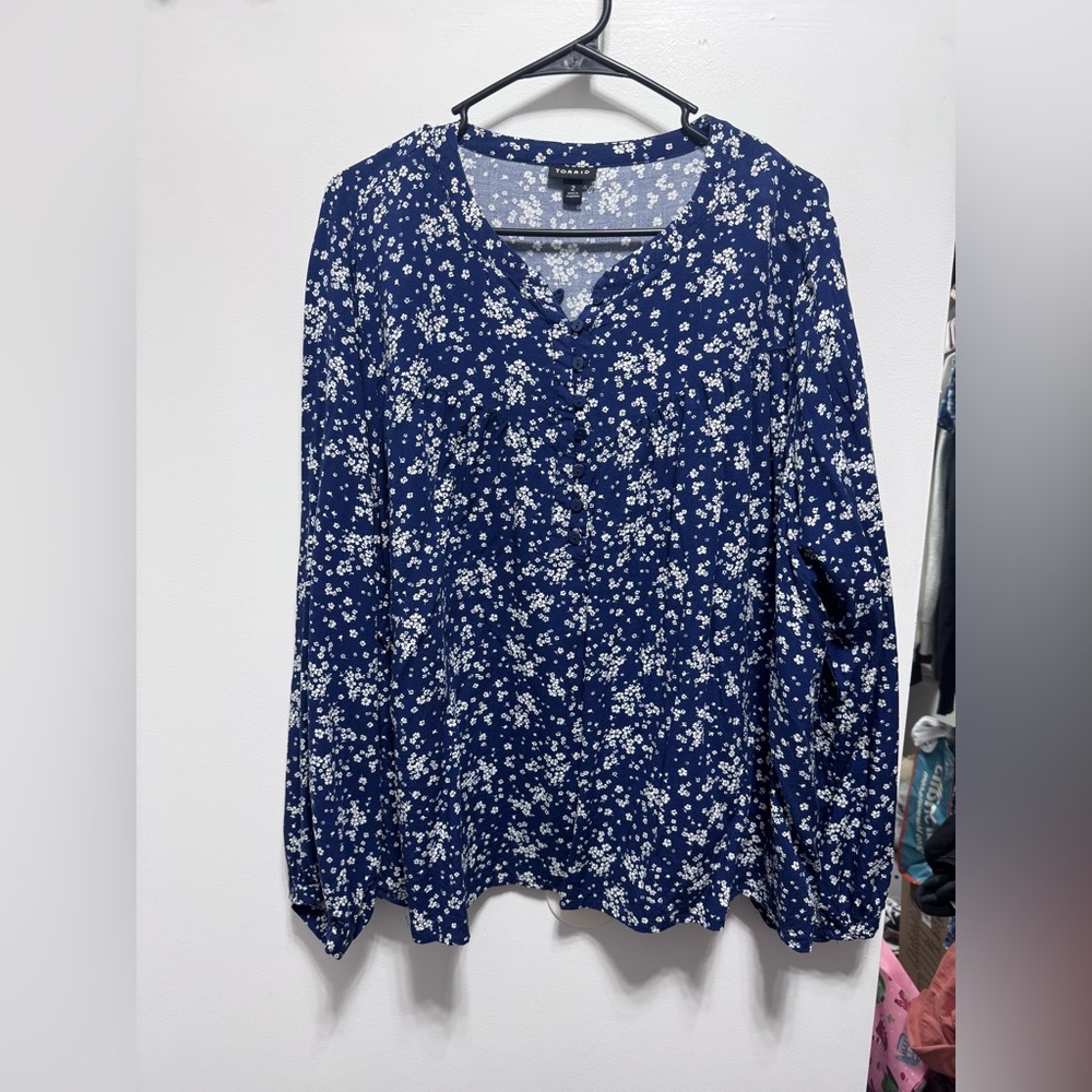 Torrid Navy Floral Blouse